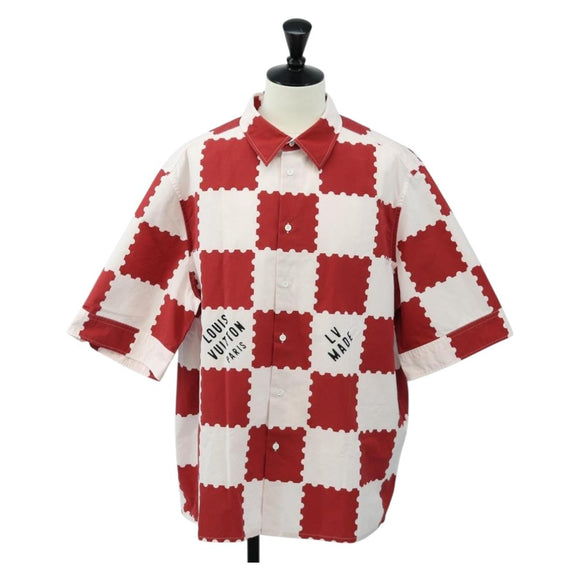 LOUIS VUITTON Damier Giant Short Sleeved Shirt LVMADE 4L Red LV Auth 190266SAM