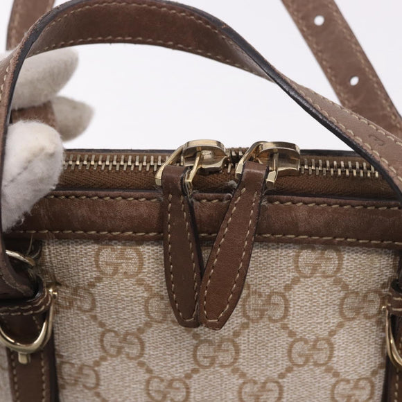 GUCCI GG Supreme Handtas PVC 2-weg Beige Goud 309617 Auth 190275