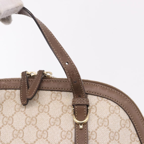 GUCCI GG Supreme Handtas PVC 2-weg Beige Goud 309617 Auth 190275