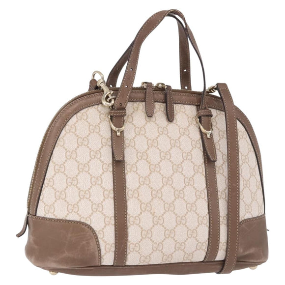 GUCCI GG Supreme Handtas PVC 2-weg Beige Goud 309617 Auth 190275