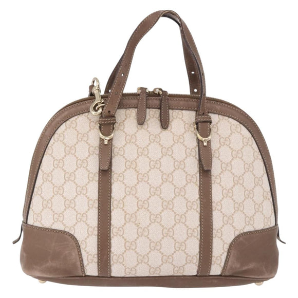 GUCCI GG Supreme Handtas PVC 2-weg Beige Goud 309617 Auth 190275