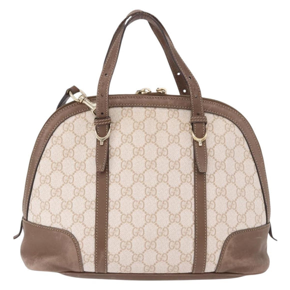 GUCCI GG Supreme Handtas PVC 2-weg Beige Goud 309617 Auth 190275