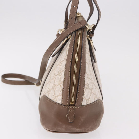GUCCI GG Supreme Handtas PVC 2-weg Beige Goud 309617 Auth 190275