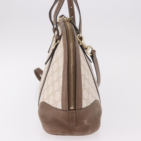 GUCCI GG Supreme Handtas PVC 2-weg Beige Goud 309617 Auth 190275