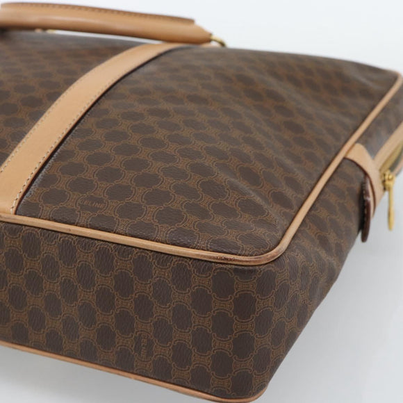 CELINE Macadam Canvas Aktetas PVC Leer Bruin Goud Auth 190276