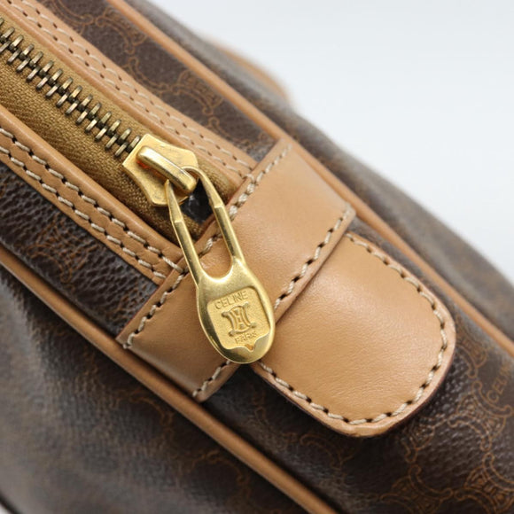 CELINE Macadam Canvas Aktetas PVC Leer Bruin Goud Auth 190276