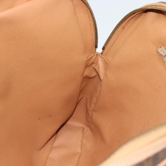 CELINE Macadam Canvas Aktetas PVC Leer Bruin Goud Auth 190276
