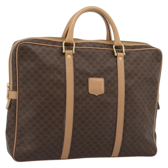 CELINE Macadam Canvas Aktetas PVC Leer Bruin Goud Auth 190276