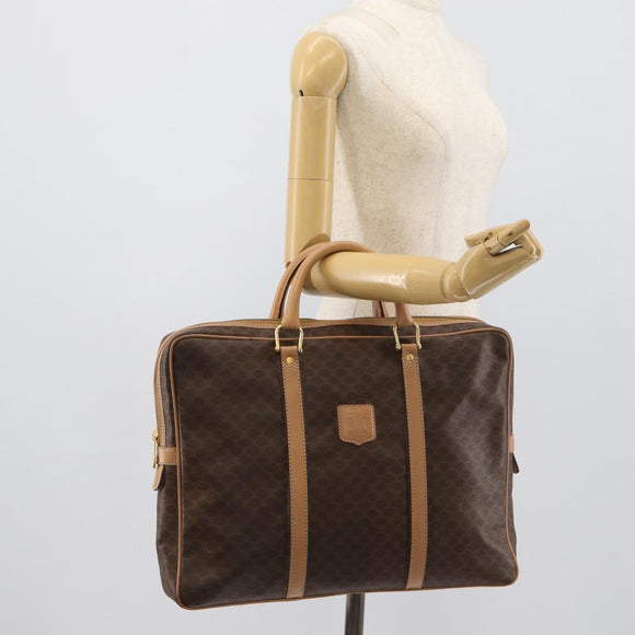 CELINE Macadam Canvas Aktetas PVC Leer Bruin Goud Auth 190276