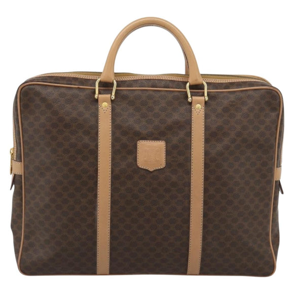 CELINE Macadam Canvas Aktetas PVC Leer Bruin Goud Auth 190276