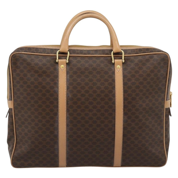 CELINE Macadam Canvas Aktetas PVC Leer Bruin Goud Auth 190276