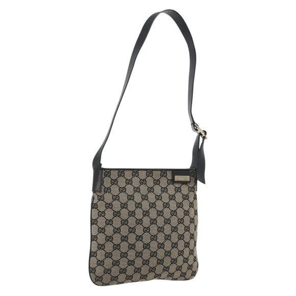 GUCCI GG Canvas Shoulder Bag Navy Gold 019 0422 Auth 190278A