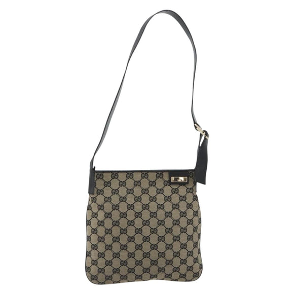 GUCCI GG Canvas Shoulder Bag Navy Gold 019 0422 Auth 190278A