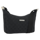 GUCCI GG Canvas Shoulder Bag Black Silver 35098 Auth 190284A-1