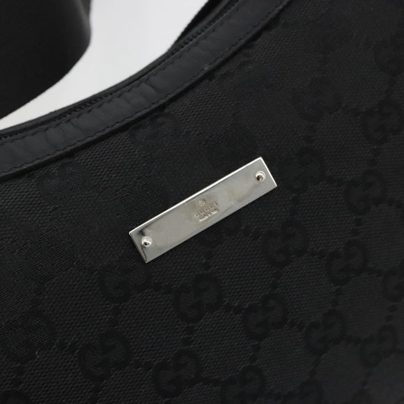 GUCCI GG Canvas Shoulder Bag Black Silver 35098 Auth 190284A