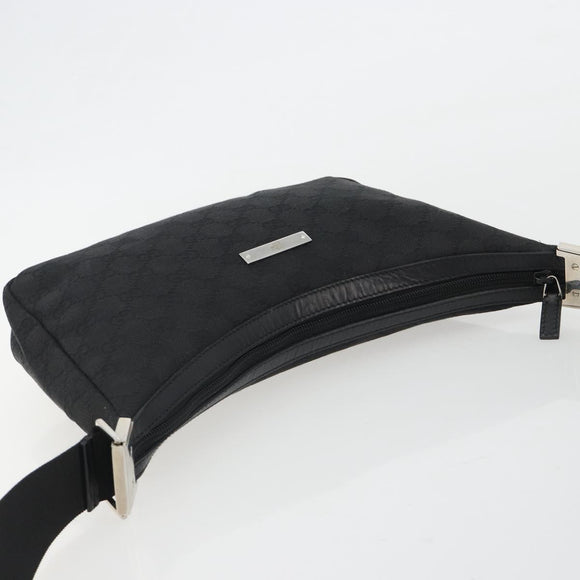GUCCI GG Canvas Shoulder Bag Black Silver 35098 Auth 190284A