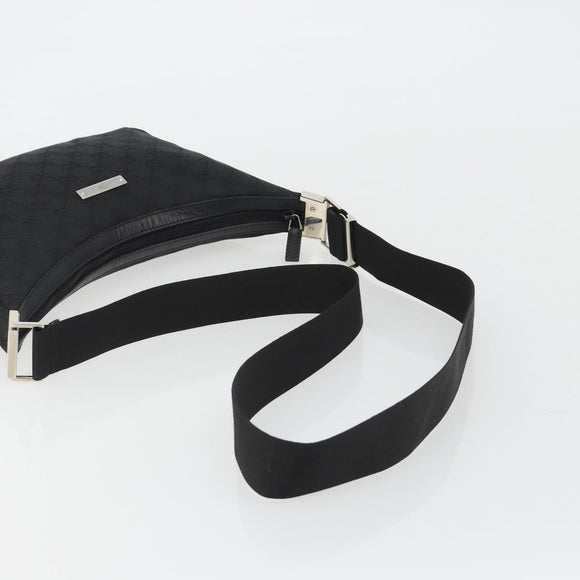 GUCCI GG Canvas Shoulder Bag Black Silver 35098 Auth 190284A