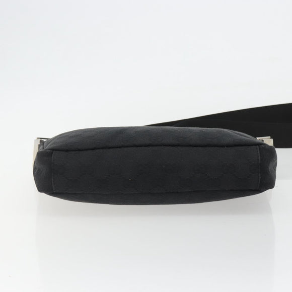 GUCCI GG Canvas Shoulder Bag Black Silver 35098 Auth 190284A