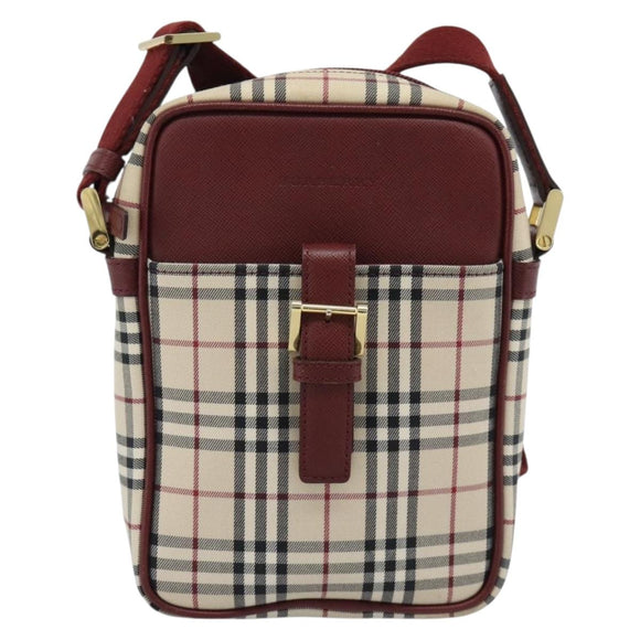 BURBERRY Nova Check Shoulder Bag Canvas Beige Gold Auth 190290A