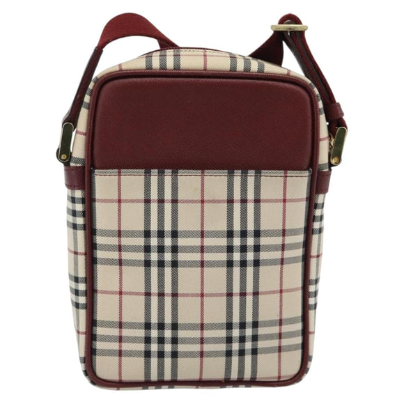 BURBERRY Nova Check Shoulder Bag Canvas Beige Gold Auth 190290A