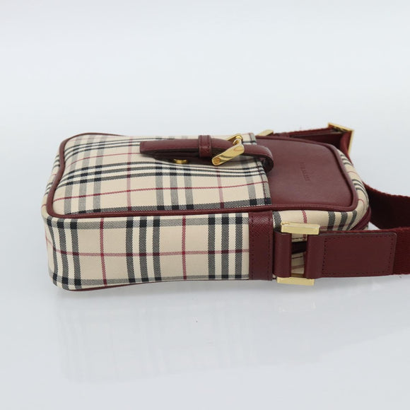 BURBERRY Nova Check Shoulder Bag Canvas Beige Gold Auth 190290A