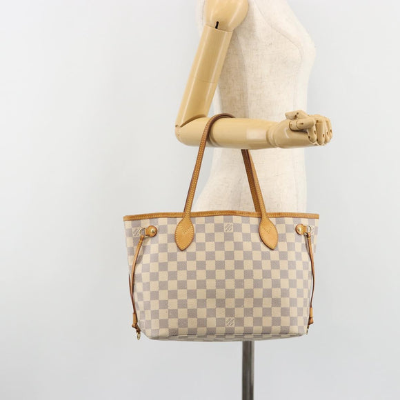 LOUIS VUITTON Damier Azur Neverfull PM Tote Bag N41362 LV Auth 190292