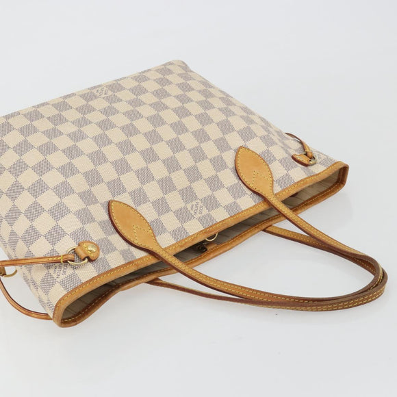 LOUIS VUITTON Damier Azur Neverfull PM Tote Bag N41362 LV Auth 190292