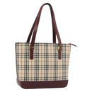 BURBERRY Nova Check Tote Bag Canvas Beige Gold Auth 190293A-1