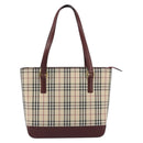 BURBERRY Nova Check Tote Bag Canvas Beige Gold Auth 190293A-13