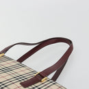 BURBERRY Nova Check Tote Bag Canvas Beige Gold Auth 190293A-8