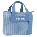 Miu Miu Hand Bag Rattan 2way Light Blue Silver Auth 190294A-1