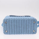 Miu Miu Hand Bag Rattan 2way Light Blue Silver Auth 190294A-5