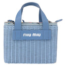 Miu Miu Hand Bag Rattan 2way Light Blue Silver Auth 190294A-13
