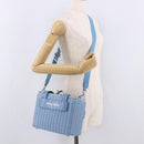 Miu Miu Hand Bag Rattan 2way Light Blue Silver Auth 190294A-25