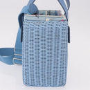 Miu Miu Hand Bag Rattan 2way Light Blue Silver Auth 190294A-3