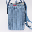Miu Miu Hand Bag Rattan 2way Light Blue Silver Auth 190294A-4