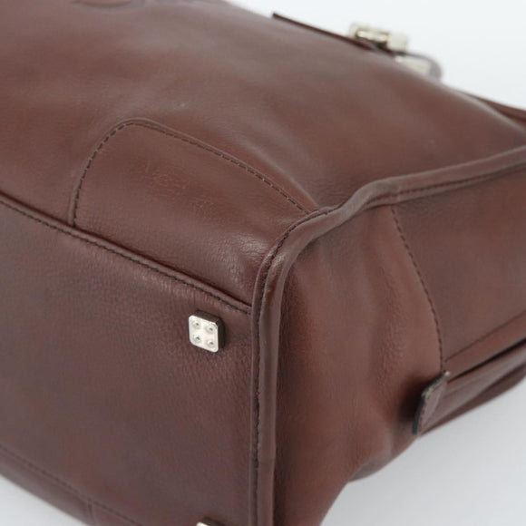 LOEWE Amazona 36 Hand Bag Leather Brown Silver Auth 190296A