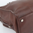 LOEWE Amazona 36 Hand Bag Leather Brown Silver Auth 190296A-15