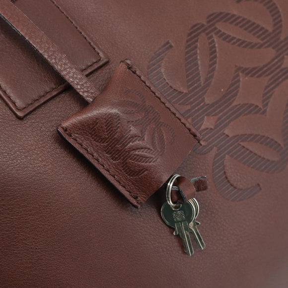 LOEWE Amazona 36 Hand Bag Leather Brown Silver Auth 190296A