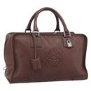LOEWE Amazona 36 Hand Bag Leather Brown Silver Auth 190296A-1