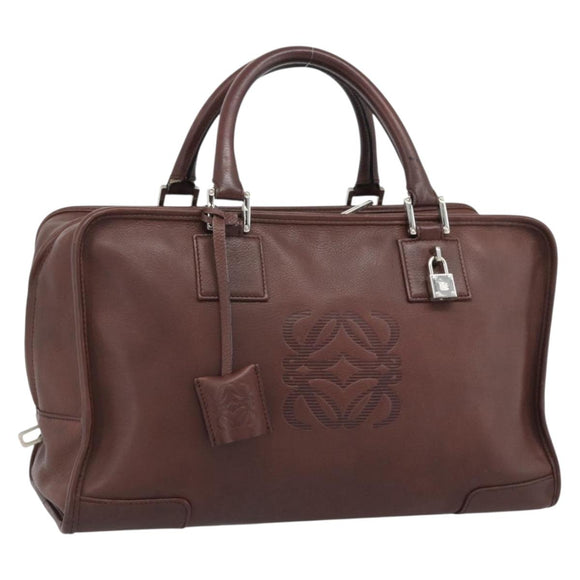 LOEWE Amazona 36 Hand Bag Leather Brown Silver Auth 190296A