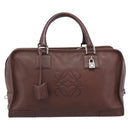 LOEWE Amazona 36 Hand Bag Leather Brown Silver Auth 190296A-13