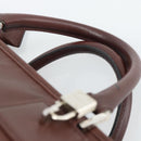 LOEWE Amazona 36 Hand Bag Leather Brown Silver Auth 190296A-14