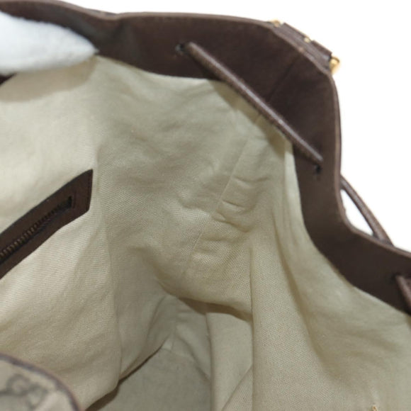 GUCCI GG Supreme Web Sherry Line Backpack PVC Beige Gold 473868 Auth 190298