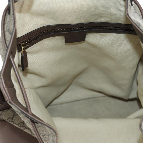 GUCCI GG Supreme Web Sherry Line Backpack PVC Beige Gold 473868 Auth 190298