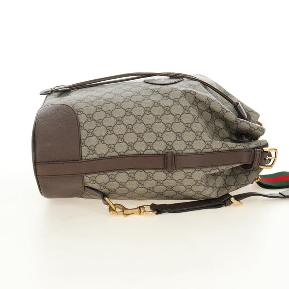 GUCCI GG Supreme Web Sherry Line Backpack PVC Beige Gold 473868 Auth 190298