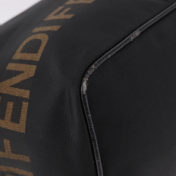 FENDI Shoulder Bag Canvas Black Gold Auth 190300