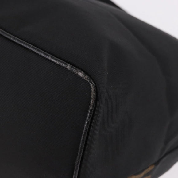 FENDI Shoulder Bag Canvas Black Gold Auth 190300