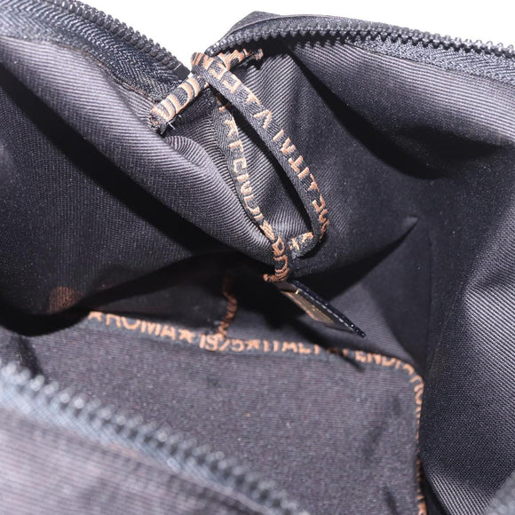 FENDI Shoulder Bag Canvas Black Gold Auth 190300