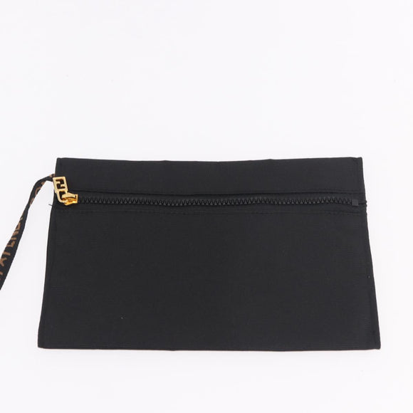 FENDI Shoulder Bag Canvas Black Gold Auth 190300